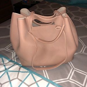 Street Level Blush Tote w/ Matching Cosmetics Bag